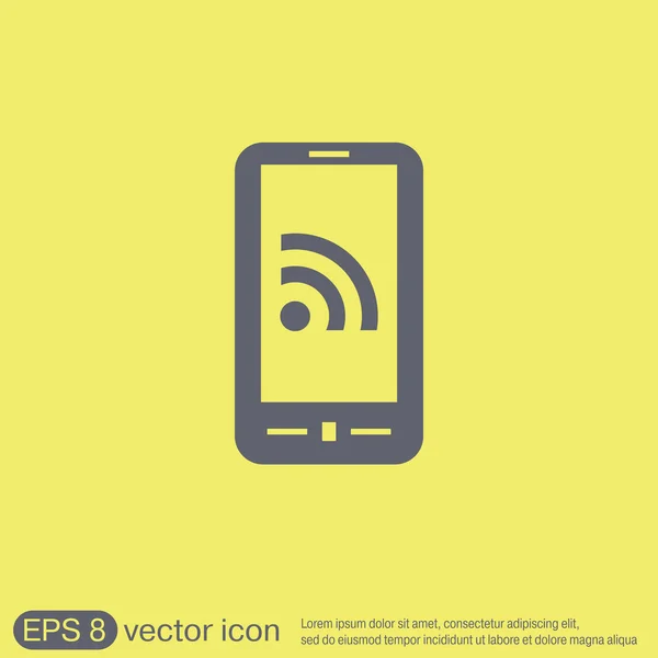 Smartphone met rss-symbool. — Stockvector