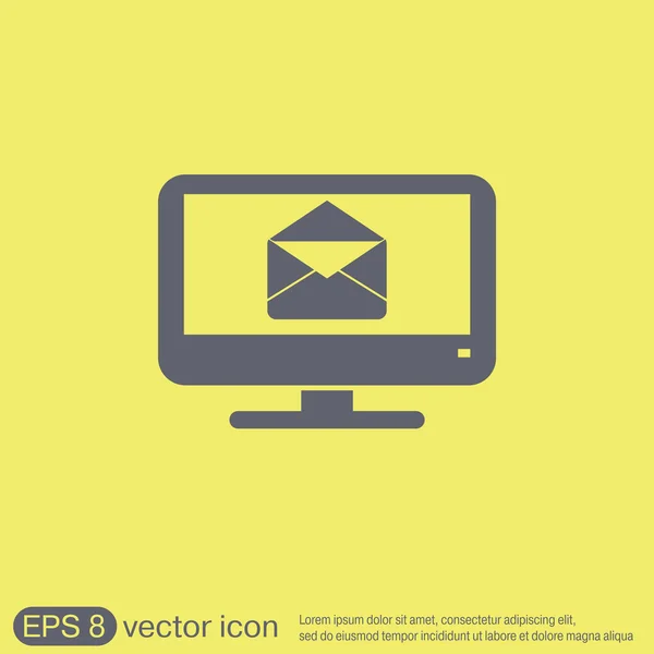 Monitor, icono de correo — Vector de stock