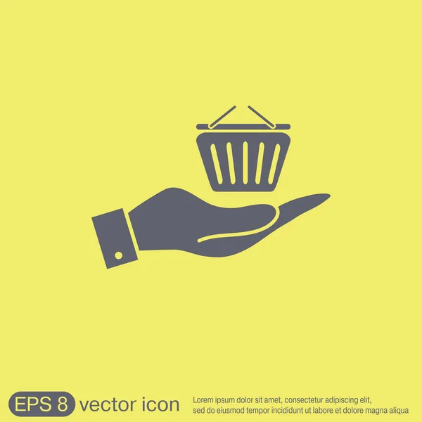Hand holding   shopping basket — Stock Vector