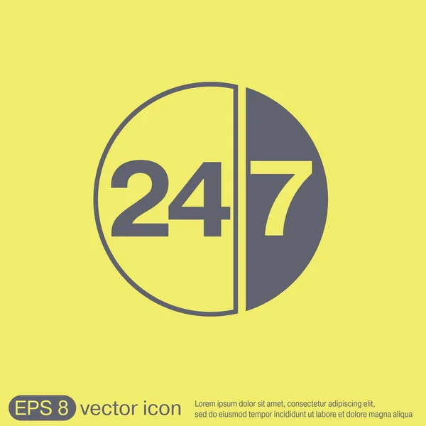 Öppet 24, 7 per vecka ikonen — Stock vektor