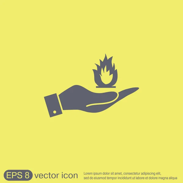 Ruka držící znamení ohně. — Stockový vektor