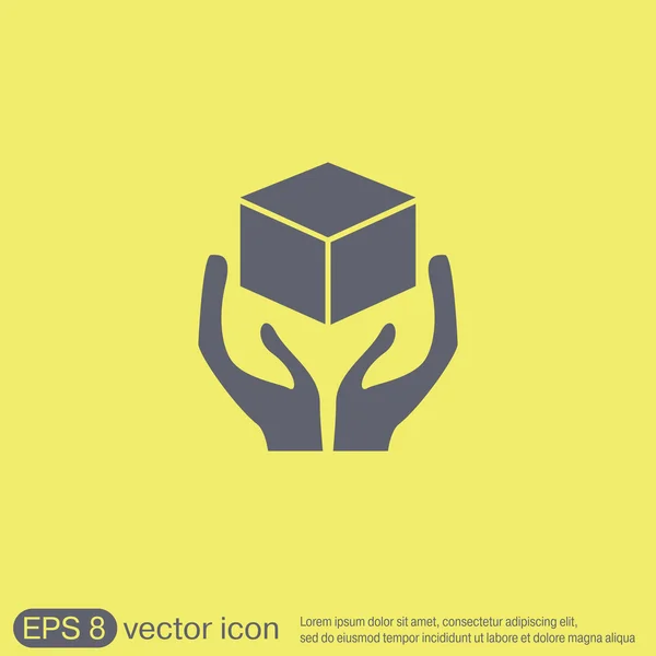Hands holding box  icon — Stock Vector