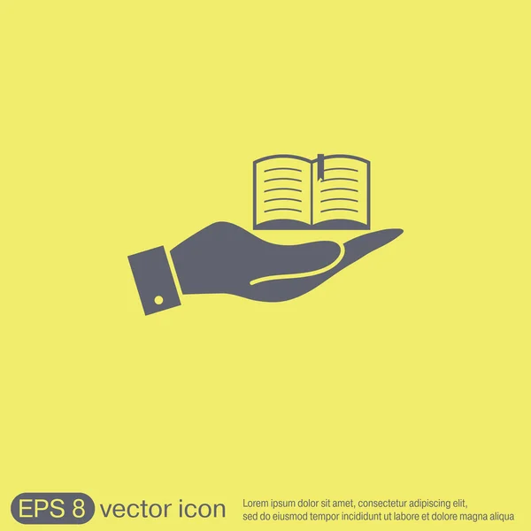 Mão segurando livro sinal — Vetor de Stock