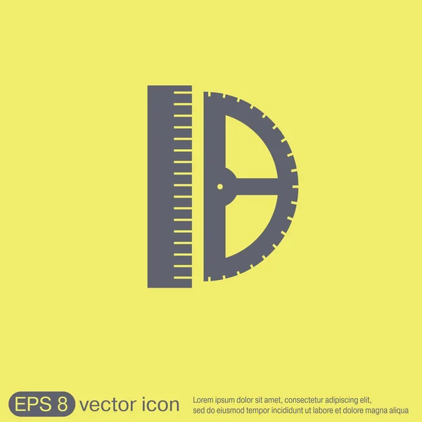 Gobernante y transportador. icono de geometría — Vector de stock