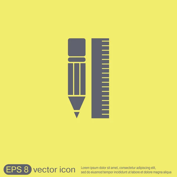 Regla y lápiz icono — Archivo Imágenes Vectoriales