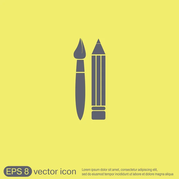 Brush and Pencil. drawing icon — Stock Vector