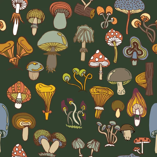 Kleurrijke paddestoelen patroon — Stockvector