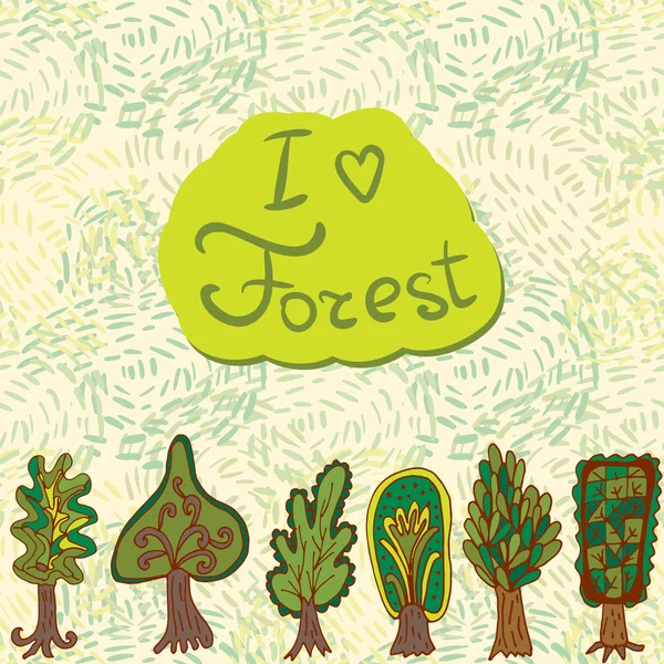 Wald Bäume Karikatur Hintergrund — Stockvektor