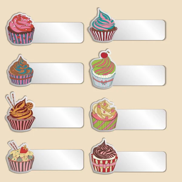 Price tag set with cupcakes — Stock Vector