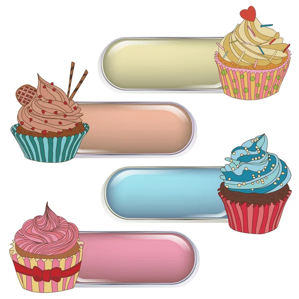 Étiquette prix sertie de cupcakes — Image vectorielle