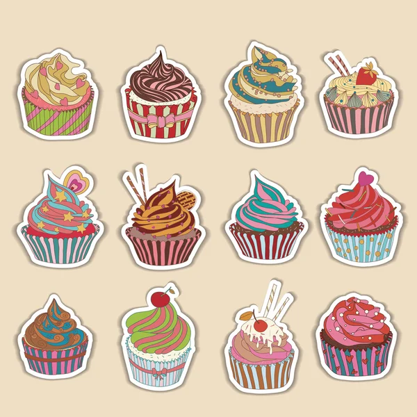 Cupcake bunte Symbole — Stockvektor