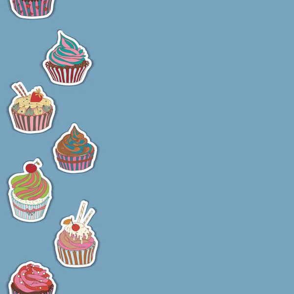 Cupcakes patroon grens — Stockvector