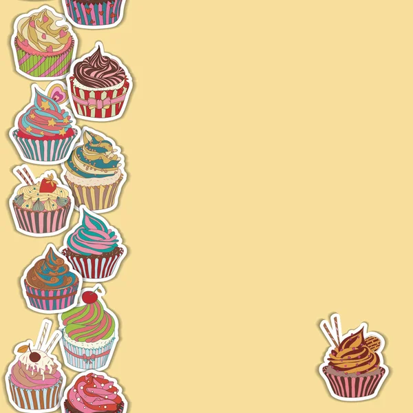 Padrão de cupcakes fronteira —  Vetores de Stock