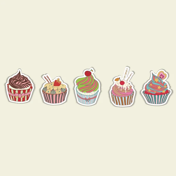 Cupcakes patroon grens — Stockvector