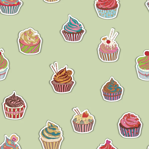 Doce Cupcake fundo padrão — Vetor de Stock