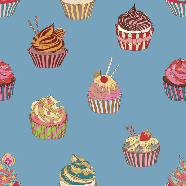 Sweet Cupcake patroon achtergrond — Stockvector