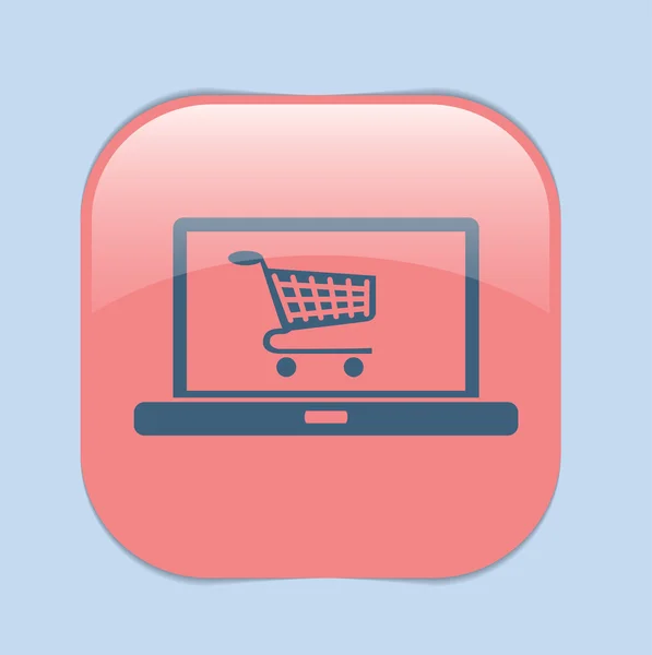 Portátil con símbolo de compras — Vector de stock