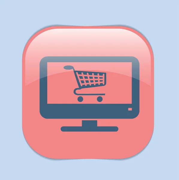 Övervaka med shopping cart ikonen — Stock vektor