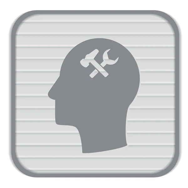 Tête avec marteau et icône de clé — Image vectorielle
