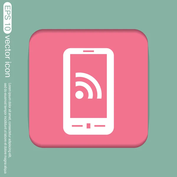 Smartphone met rss symboolpictogram — Stockvector