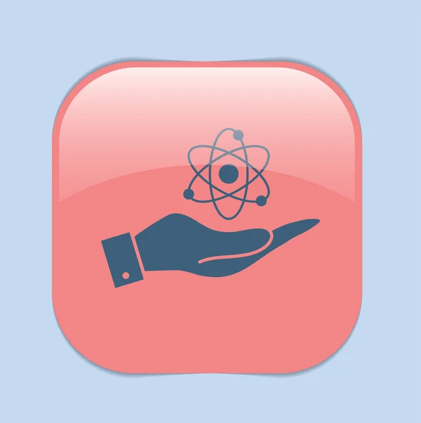 Hand holding  atom, molecule icon — Stock Vector