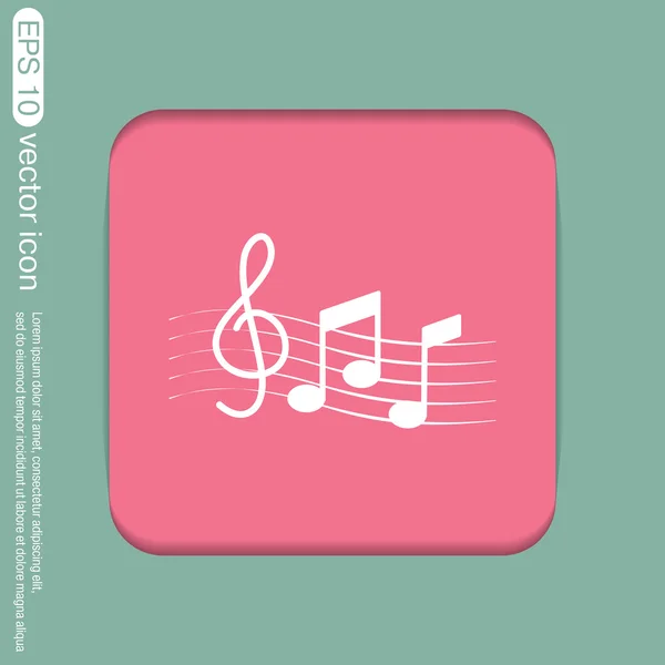 Musical notes and treble clef icon — Stock Vector