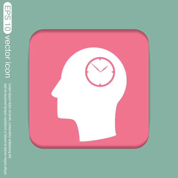 Head with clock icon — Stock Vector