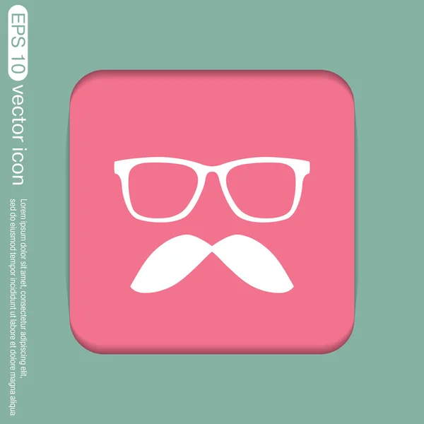 Bigote y gafas, icono hipster — Vector de stock