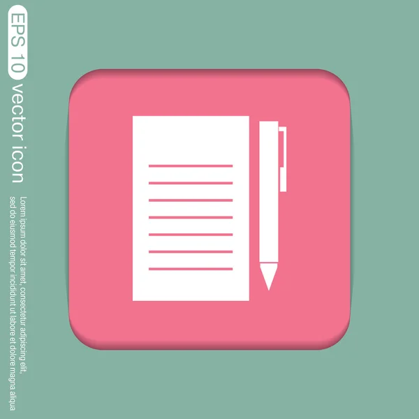 Sheet of paper with pen icon — Stock Vector