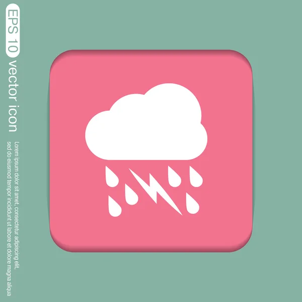 Lightning, rain cloud icon — Stock Vector