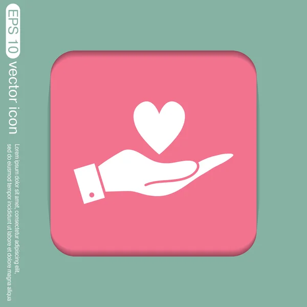 Hand mit Herz, Valentin-Ikone — Stockvektor