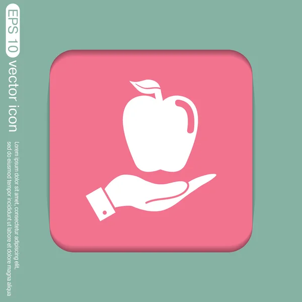 Hand met apple-pictogram — Stockvector