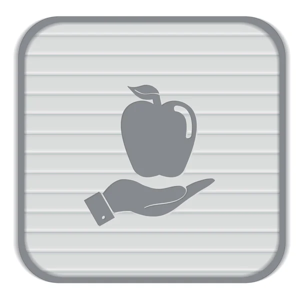 Icono de manzana de mano — Vector de stock