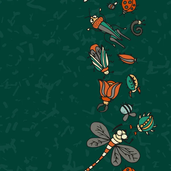 Dibujos animados insecto borde patrón — Archivo Imágenes Vectoriales