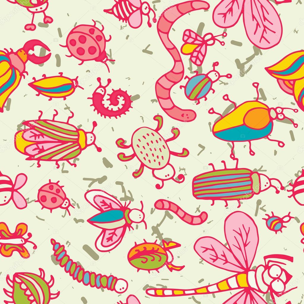 Cute cartoon insect pattern.