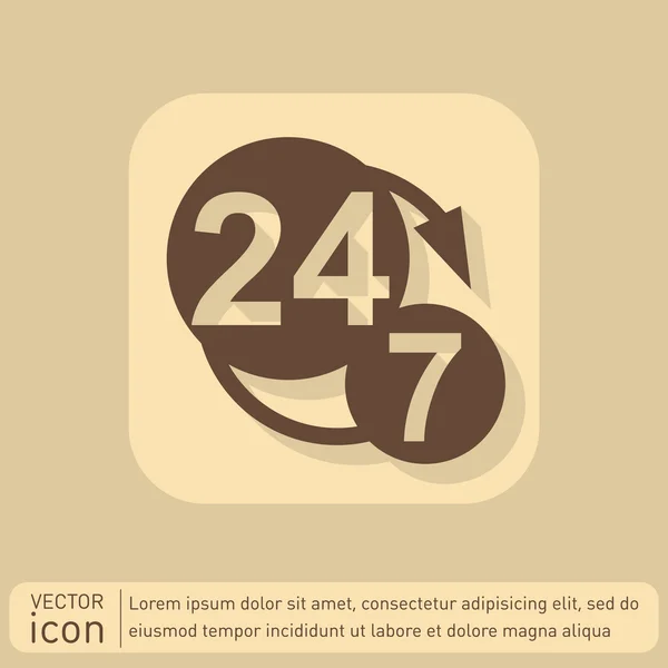 24 heures, icône de 7 jours . — Image vectorielle