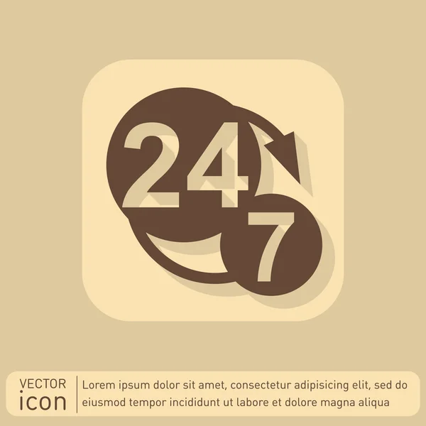 24 uur, 7 dagen pictogram. — Stockvector