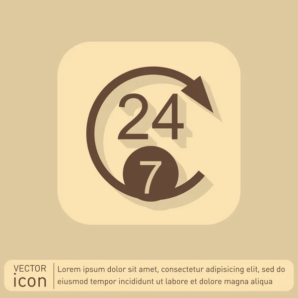 24 uur, 7 dagen pictogram. — Stockvector