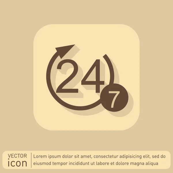 24 horas, 7 días icono . — Vector de stock