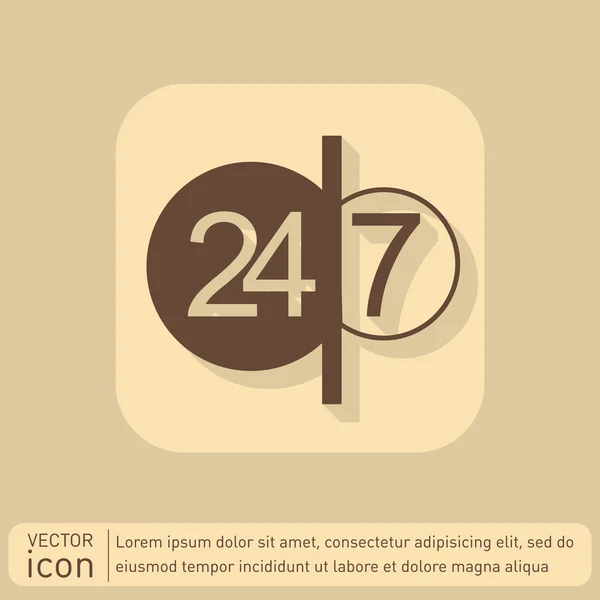 24 timmar, 7 dagar ikonen. — Stock vektor
