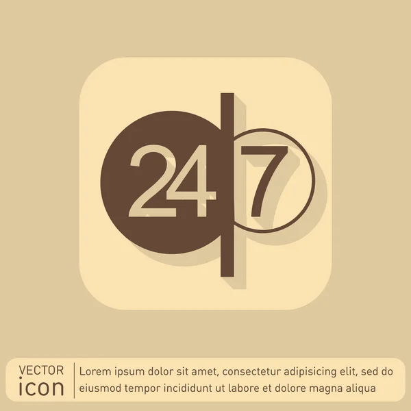 24 uur, 7 dagen pictogram. — Stockvector