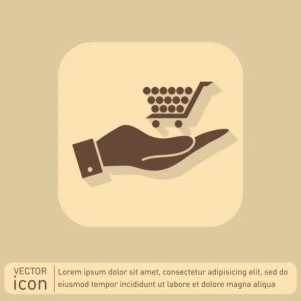 Mano celebración icono de la tienda online — Vector de stock