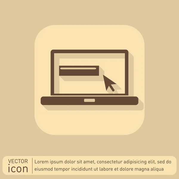 Web 矢印アイコンが付いたノート パソコン — ストックベクタ