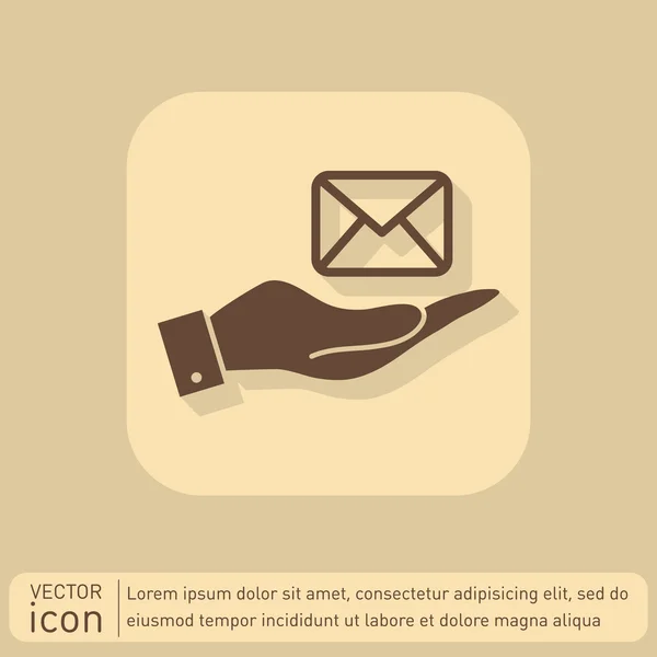 Tenue de main. icône e-mail — Image vectorielle