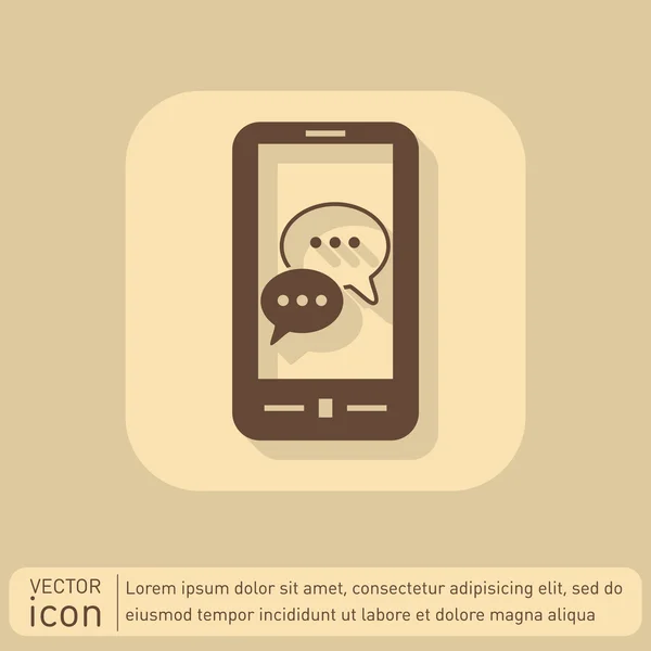 Smartphone met pictogram spraak zeepbel — Stockvector