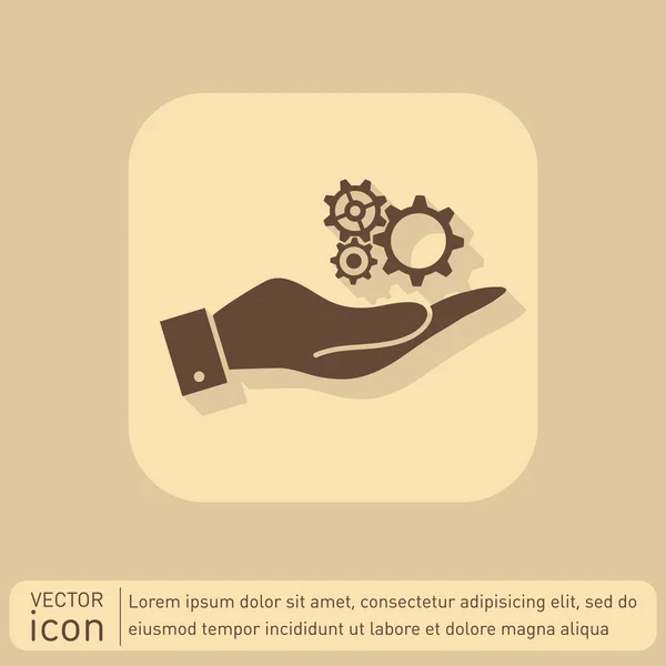 Mano sosteniendo el icono cogwheel — Vector de stock