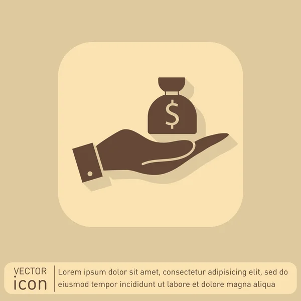 Sac à main tenant l'icône de l'argent — Image vectorielle