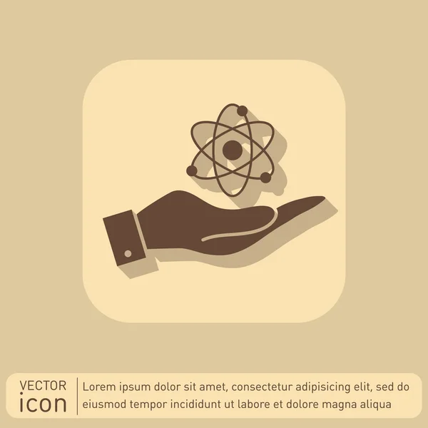 Icono átomo de mano — Vector de stock