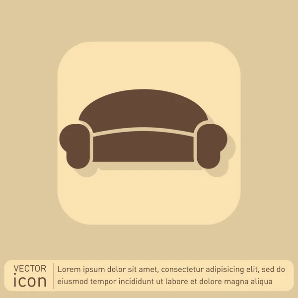 Sofá icono, símbolo de los muebles — Vector de stock