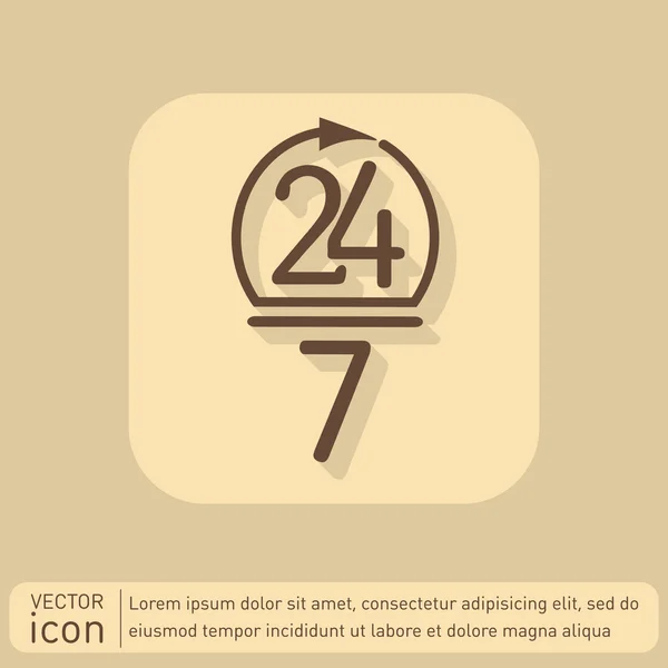 24 horas, 7 días icono — Vector de stock